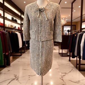 CHANEL Textured Tweed Suit Size 38